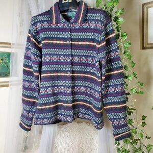 Ralph Lauren Lambs Wool/ Wool Blend Fair Isle Cardigan Classic Sweater Size M/P